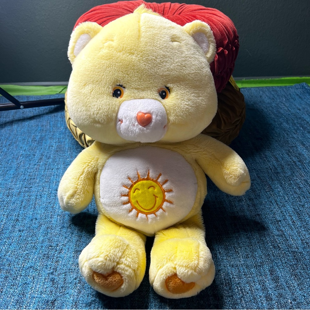 Vintage 2005 Care Bears 20" Jumbo Funshine Yellow Plush Stuffed Animal Bear